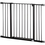 Barreira de Segurança para Animais de Estimação Extensível para Escadas e Portas Barreira de Segurança para Cães 76 - 107x76 cm Preto