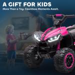 Quadriciclo Elétrico para Crianças de 3 - 5 Anos Veículo Eléctrico a Bateria 12V com 2 Motores 83x53x55,5 cm Rosa