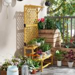 Suporte para Plantas de Madeira com Treliça Suporte para Vasos de 2 Níveis para Jardim Pátio Terraço 75x50x166 cm Natural