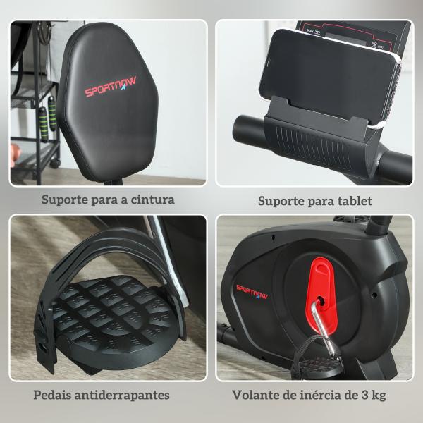 Bicicleta Estática Silenciosa de 8 Níveis de Resistência Magnética com Assento Ajustável Ecrã LCD 103 - 139x61x100,5 cm Preto