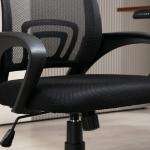 Cadeira de Escritório de Malha Giratória com Altura Ajustável Função Basculante e Apoio para os Braços 57x55x89 - 109 cm Preto
