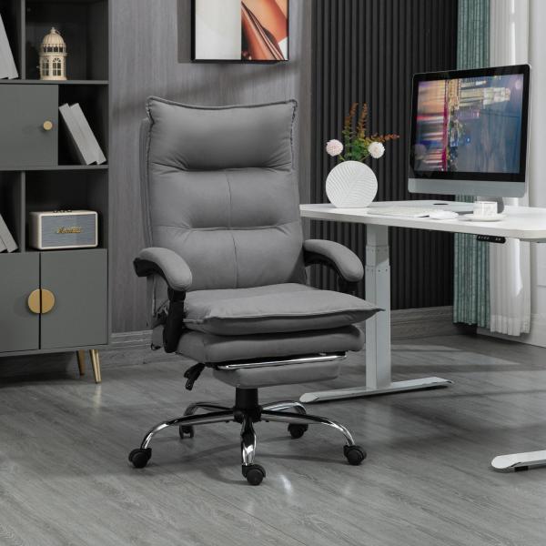 Cadeira de Escritório com 6 Pontos de Massagem e 5 Modos Reclinável com Função de Aquecimento 66x74x114 - 121,5 cm Cinza