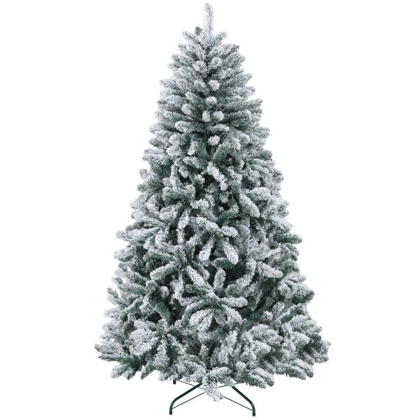 Árvore de Natal Artificial Nevado 180 cm com 796 Ramos e Suporte de Metal Árvore Natalina Nevado para Interior Verde