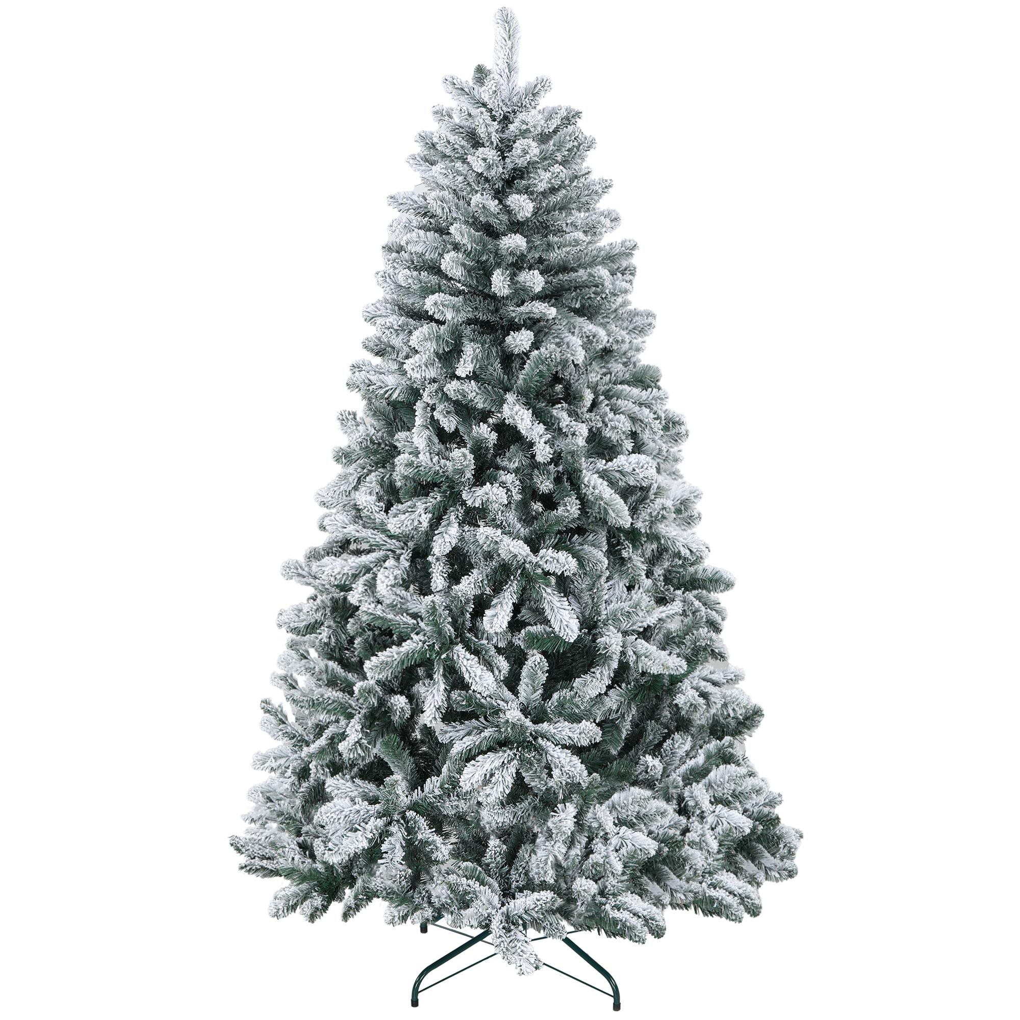 Árvore de Natal Artificial Nevado 180 cm com 796 Ramos e Suporte de Metal Árvore Natalina Nevado para Interior Verde