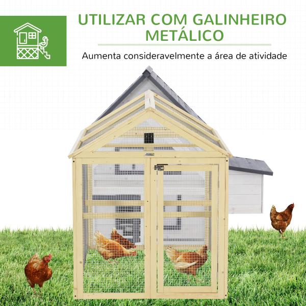 Galinheiro para Exterior 140x88,5x106 cm para 1 - 3 Galinhas com Estrutura de Madeira e 2 Portas com Fechadura Madeira Clara