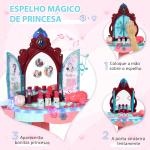 Toucador Infantil com Banco Espelho Luz Música e Secador Inclui 31 Acessórios Toucador de Maquilhagem 57x34x73cm Multicor