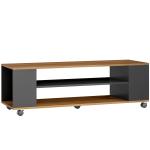 Móvel para TV com Rodas Armário para TV Flutuante com 2 Portas e 2 Prateleiras 120x40x38,5 cm Preto e Nogueira