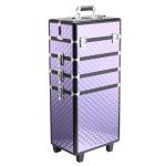 Mala de Maquilhagem Professional com Rodas Universais Diferentes Níveis e Alça Extensível 33,5x23x76 - 95,5 cm Roxo
