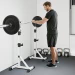 Suporte para Barras de Pesos Ajustável 2 Peças de Aço Treinamento em Casa Peso 200 kg 58,5x75,5x136 - 176 cm Prata e Preto