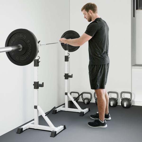Suporte para Barras de Pesos Ajustável 2 Peças de Aço Treinamento em Casa Peso 200 kg 58,5x75,5x136 - 176 cm Prata e Preto