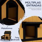Casa para Gatos de Madeira com Suporte para Flores de 2 Níveis e Teto Asfáltico 96x65x85,5 cm Madeira e Preto