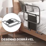 Grade para Cama Adulto Guarda de Segurança para Cama Dobrável com Bolso de Armazenamento 61x66x55 cm Cinza