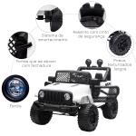 Carro Elétrico Infantil Bateria 12V com 2 Motores Controle Remoto 2.4G Luzes Buzina Velocidade Ajustável 100x65x72cm Branco