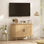 Aparador com Portas Tambor Deslizantes Design Moderno para Sala de Estar com 4 Compartimentos e Pés de Madeira 120x40x78 cm Carvalho