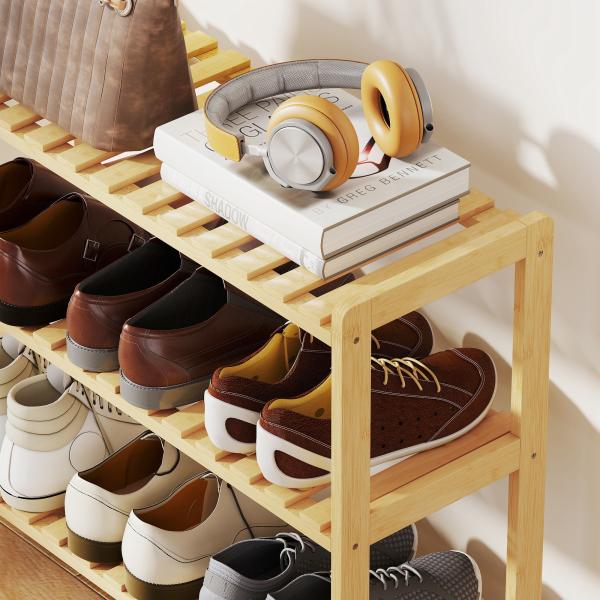 Sapateira de Madeira de 3 Níveis para até 9 Pares de Sapatos para Entrada Corredor Dormitório 70x26x57,5 cm Madeira