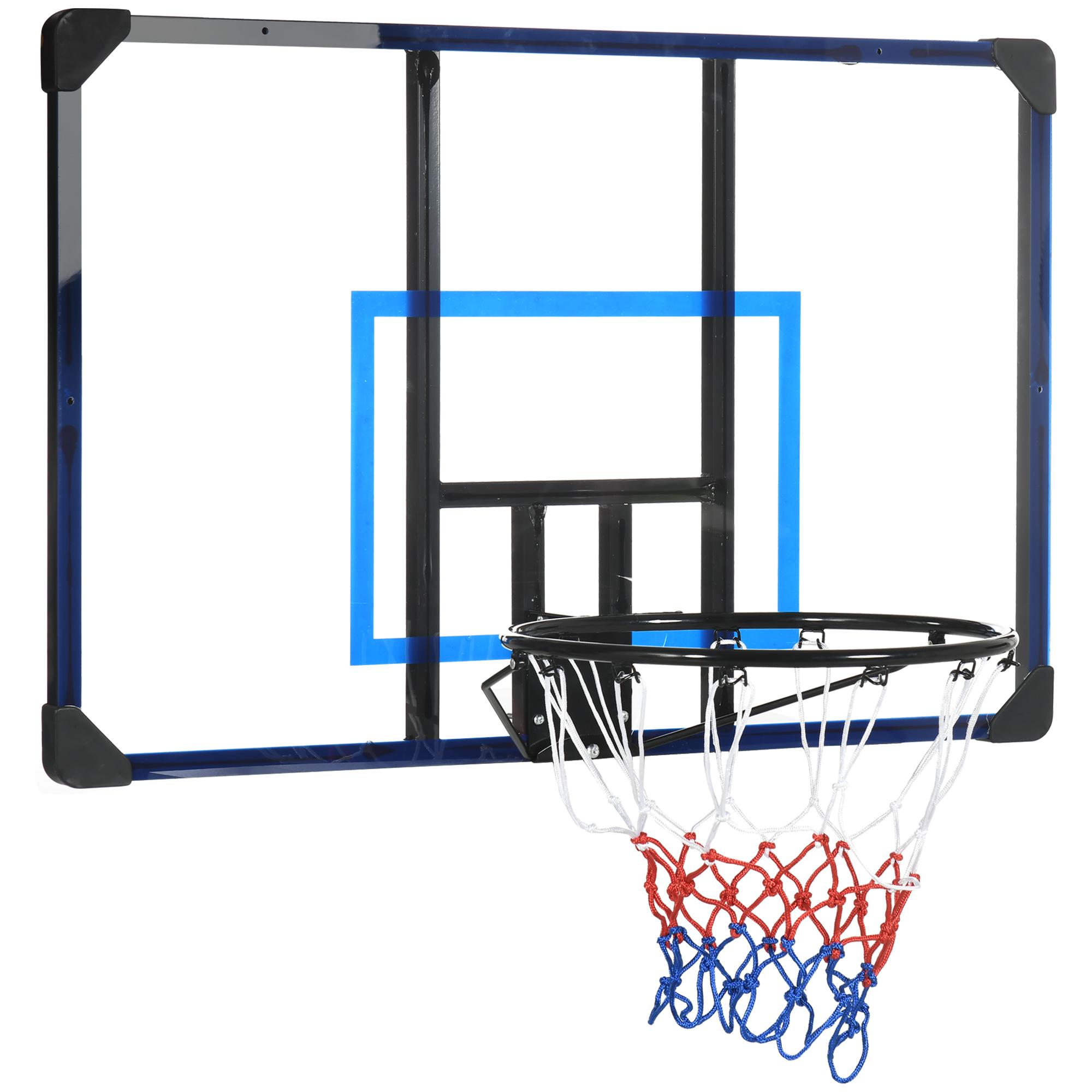 Tabela de Basquetbol de Parede Cesta de Basquetebol para Exterior 113x61x73 cm Azul e Preto