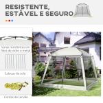 Tenda de Jardim para 6 - 8 Pessoas com 4 Mosquiteiras e 2 Portas Proteção UV50+ Inclui Bolsa de Transporte 3x3 m Branco