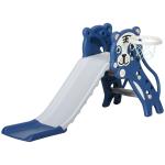 Escorrega para Crianças 2 em 1 com 2 Degraus Cesta de Basquetebol e Desenho de Tigre para Interior 133x60x70 cm Azul