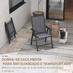Conjunto de 2 Cadeiras Dobráveis para Exterior Cadeiras para Jardim com Textilene e Metal 58x64x94 cm Cinza Escuro