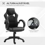 Cadeira de Escritório Ergonómica Cadeira de Escritório Giratória com Altura Ajustável Encosto Alto Estofado em Couro PU e Malha Transpirável 71x61x108 - 118cm Preto