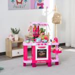 Cozinha para Crianças acima de 3 Anos Cozinha Infantil com 38 Acessórios Luz Som 78x29x87 cm Rosa