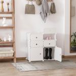 Armário Modular de Plástico Armário Modular com 6 Cubos Organizador de Roupas Sapatos Brinquedos 75x37x73cm Branco