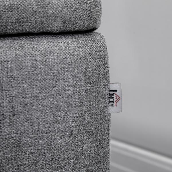 Banco de Armazenamento Estofado em Linho com Tampa Abatível e Pés de Aço Carga Máxima 150kg 101x38,5x44,5 cm Cinza