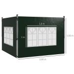 Conjunto de 2 Paredes Laterais para Tendas de 3x3m e 3x6m Paredes Laterais com Janelas Transparentes 293x193cm Verde Escuro
