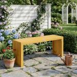 Banco de Jardim em Madeira de 2 Lugares 110 cm com Assento de Ripas Suporta 240 kg Madeira