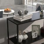 Mesa Consola Estilo Industrial Mesa de Entrada com Prateleira Estrutura de Aço e Desenho Anti - Tombo 90x30x75 cm Preto