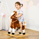 Cavalo Baloiço de Pelúcia para Crianças entre 3 - 6 Anos com Sons de Relincho 74x28x65 cm Marrom