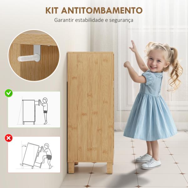 Armário de Casa de Banho Estreito Móvel Auxiliar de Casa de Banho com Porta de Ripas Prateleira Aberta 60x30x108 cm Madeira