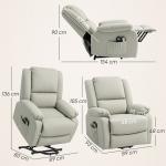 Poltrona Relax Levanta Pessoas com 8 Pontos de Massagem Reclinável com Função de Aquecimento 89x93x105 cm Cinzento Claro