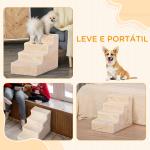 Escada para Animais de Estimação com 4 Degraus 2 em 1 com Capa Removível e Lavável Escada 60x35x44 cm Bege