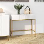 Mesa Consola Moderna Mesa de Entrada com 2 Gavetas e Pés de Aço Anti - tombo para Entrada Sala Corredor 80x31,5x75 cm Branco