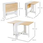 Mesa Sala de Jantar Dobrável Mesa Auxiliar de Cozinha com Laterais Dobráveis Desenho Moderno 103x76x73,5 cm Madeira e Branco