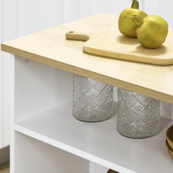 Mesa Alta Extensível com Lateral Dobrável Mesa de Bar com Compartimentos de Armazenamento e 1 Armário 116x79,5x91 cm Branco