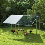 Galinheiro para Exterior 3x3,4x1,9 m Galinheiro de Aço Galvanizado com Cobertura Anti - UV Gaiola para 10 - 15 Galinhas Prata