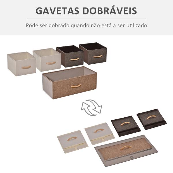 Cómoda com 5 Gavetas de Tecido Amovíveis e Dobráveis Base Elevada Armário de Armazenamento 87,5x29x58cm Multicor