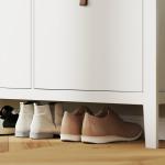 Sapateira para Entrada com 4 Gavetas Prateleiras Ajustáveis e Puxadores em PU para 20 Pares de Sapatos 105x24x95,5 cm Branco