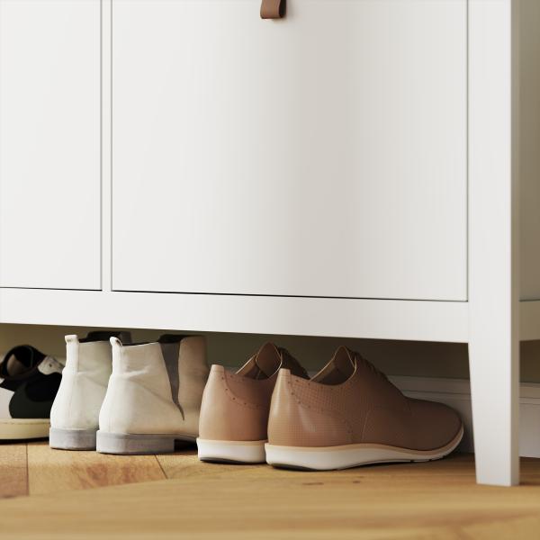 Sapateira para Entrada com 4 Gavetas Prateleiras Ajustáveis e Puxadores em PU para 20 Pares de Sapatos 105x24x95,5 cm Branco