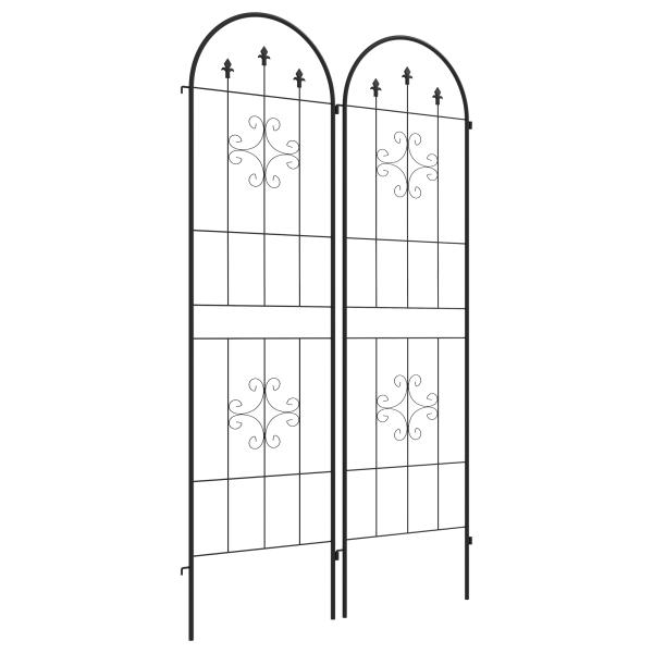 Conjunto de 2 Treliças de Jardim Suportes para Trepadeiras de Aço para Flores e Plantas no Jardim 50x180 cm Preto