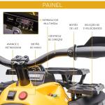 Quadriciclo Elétrico 12V com Farol Música Pneus Suspensão Botões Avance Retrocesso 3 - 5 Anos Amarelo 100x65x73cm