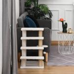 Escada para Gatos de 4 Níveis Coberta de Pelúcia Suave Poste de Juta Bola Pendurada Arranhador para Gatos 60x40x64 cm Branco
