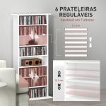 Estante Estreita para CDs e DVDs com 8 Compartimentos Prateleiras Ajustáveis 58x24x126,3 cm Branco