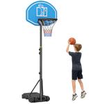Tabela de Basquetebol com Altura Ajustável 160 - 210cm Rodas e Base Recarregável 76x70x197,5 - 254cm Preto e Azul