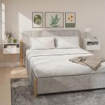 Conjunto de 2 Mesas de Cabeceira Flutuantes com Estação de Carregamento Gaveta Prateleira Aberta Estilo Moderno 40x29x29 cm Branco