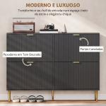Sapateira Estreita com 4 Portas Caneladas e Estantes Ajustáveis para 20 Pares 105x24x91,5 cm Preto
