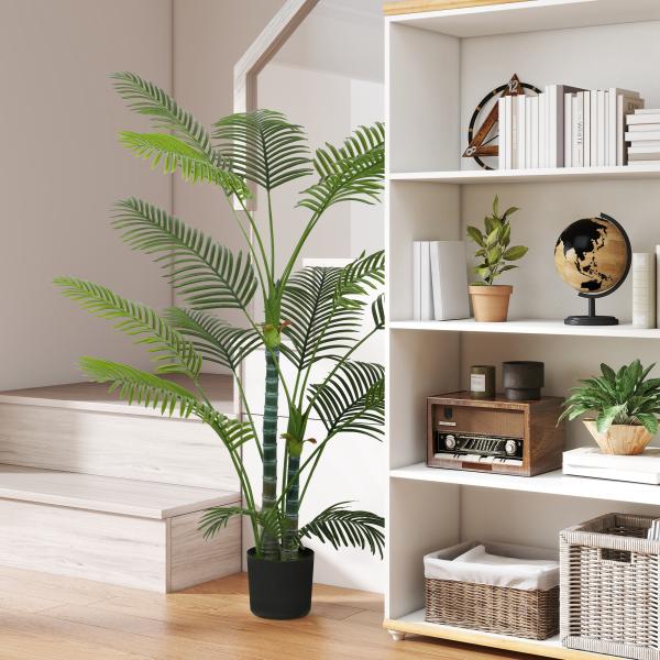 Planta Artificial Decorativa 170 cm Palmeira Artificial com Vaso e Folhas para Interior Casa Sala Escritório Verde