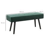 Banco de Pé de Cama Multifuncional e Moderno Banco de Dormitório com Pés de Aço e Assento Acolchoado 100x36x45 cm Verde